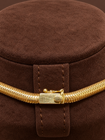 Vintage 18K Gold Diamond Chevron Snake Necklace
